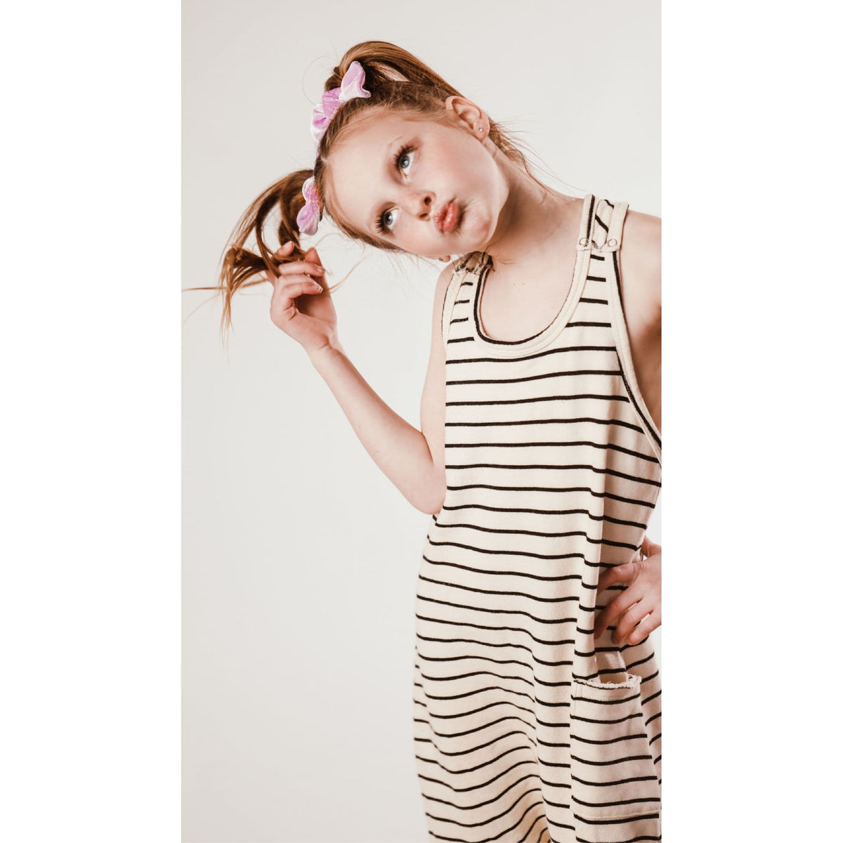Be Mi Los Angeles striped romper in natural and black, featuring a stylish, limited edition design perfect for casual wear.