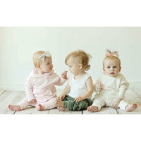 Organic Baby Malibu Pants by Be Mi Los Angeles in bubble gum pink, soft cotton baby pants with a comfortable fit.