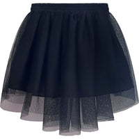 Be Mi Los Angeles high-low tutu skirt shown from the back, featuring layered tulle fabric and a flowing, asymmetrical hem design.