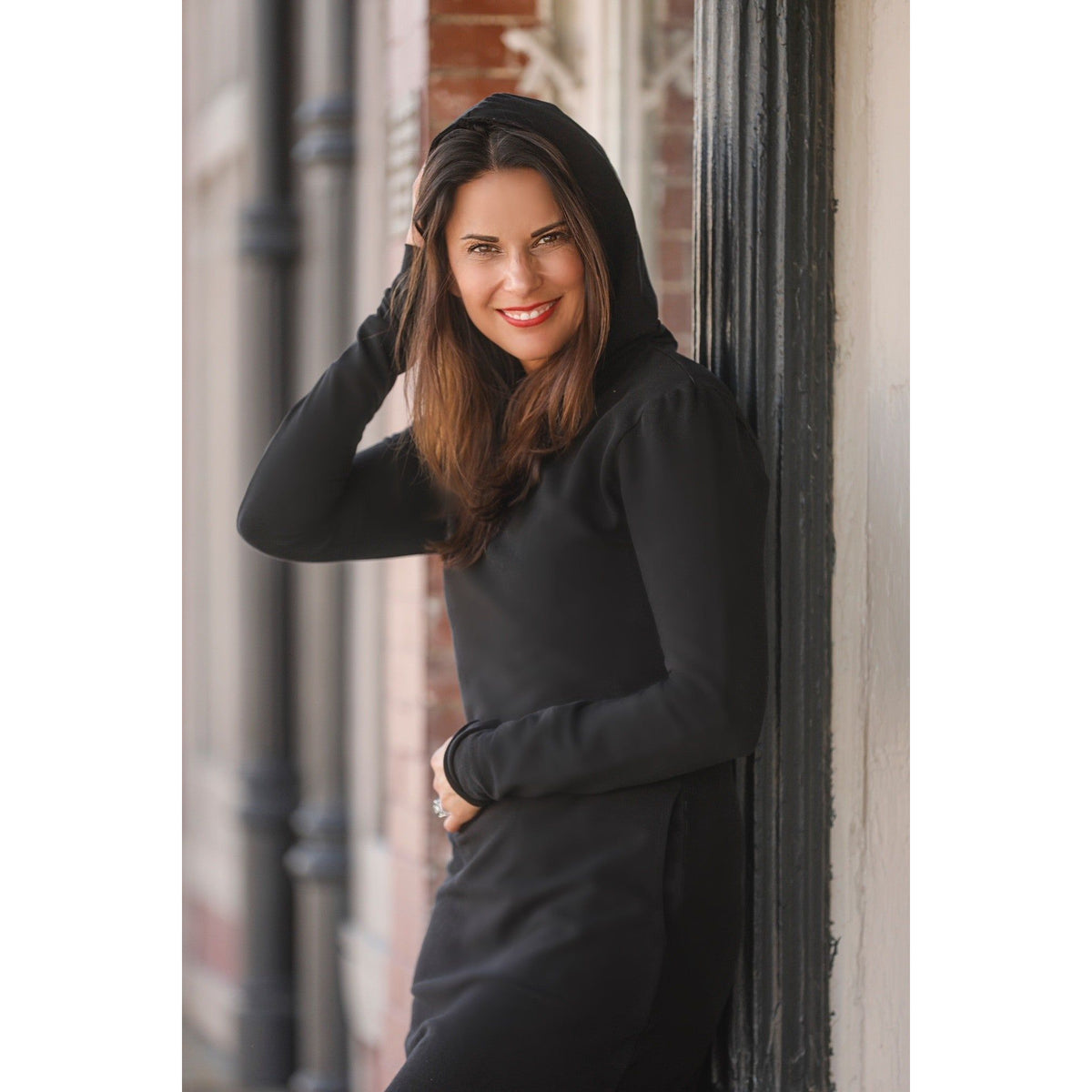Organic Luna Hoodie Dress by Be Mi Los Angeles, casual women's dress with hoodie, soft organic fabric, stylish and comfortable.