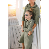 Organic Luna Hoodie Dress by Be Mi Los Angeles, adult casual dress featuring a soft hoodie and comfortable fit.