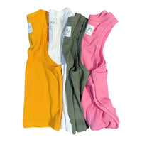 Be Mi Los Angeles modal ribbed tank top, fitted sleeveless shirt with scoop neckline, casual and comfortable for everyday wear