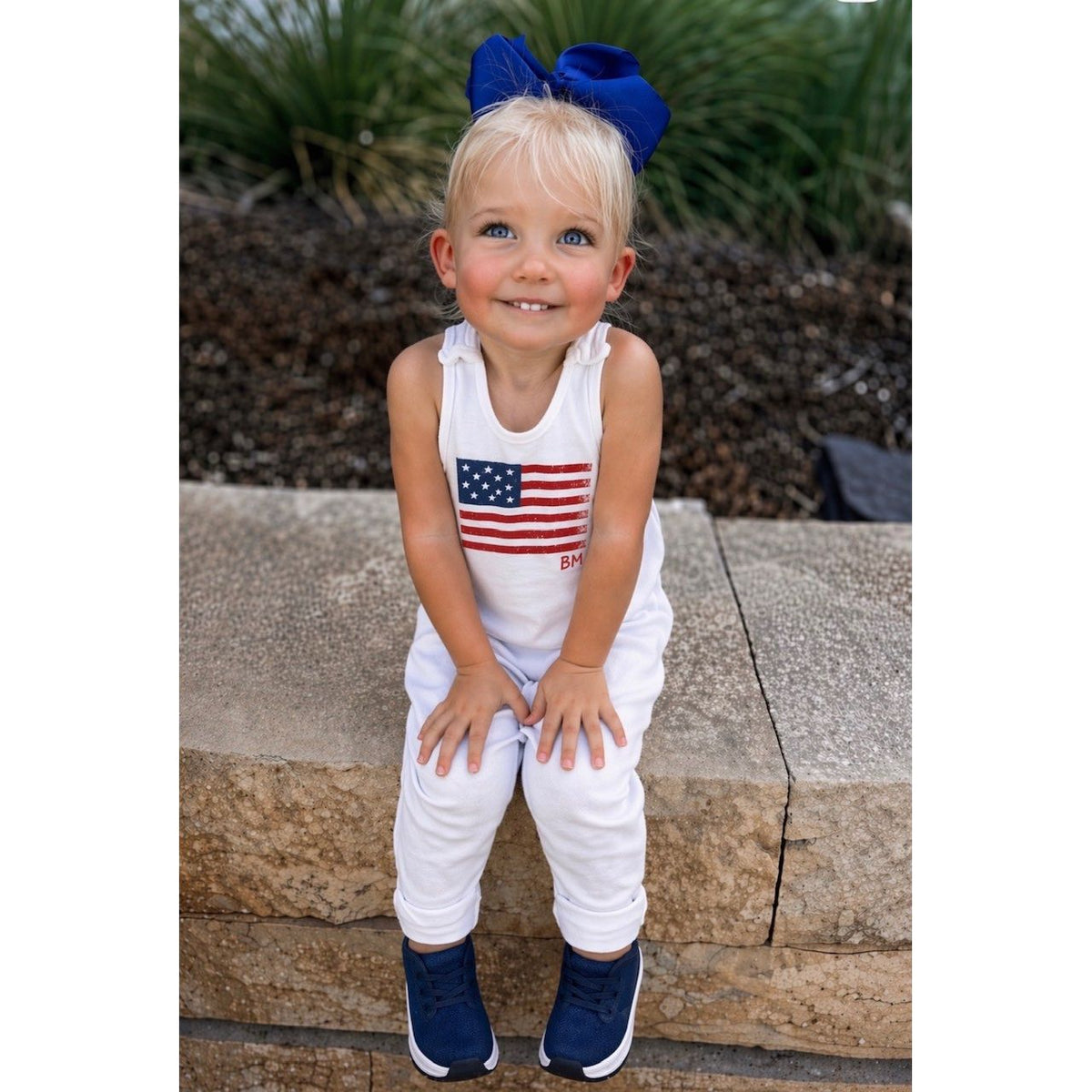 Be Mi Los Angeles Americana Romper in white, featuring a stylish and comfortable romper design with a relaxed fit and soft fabric.