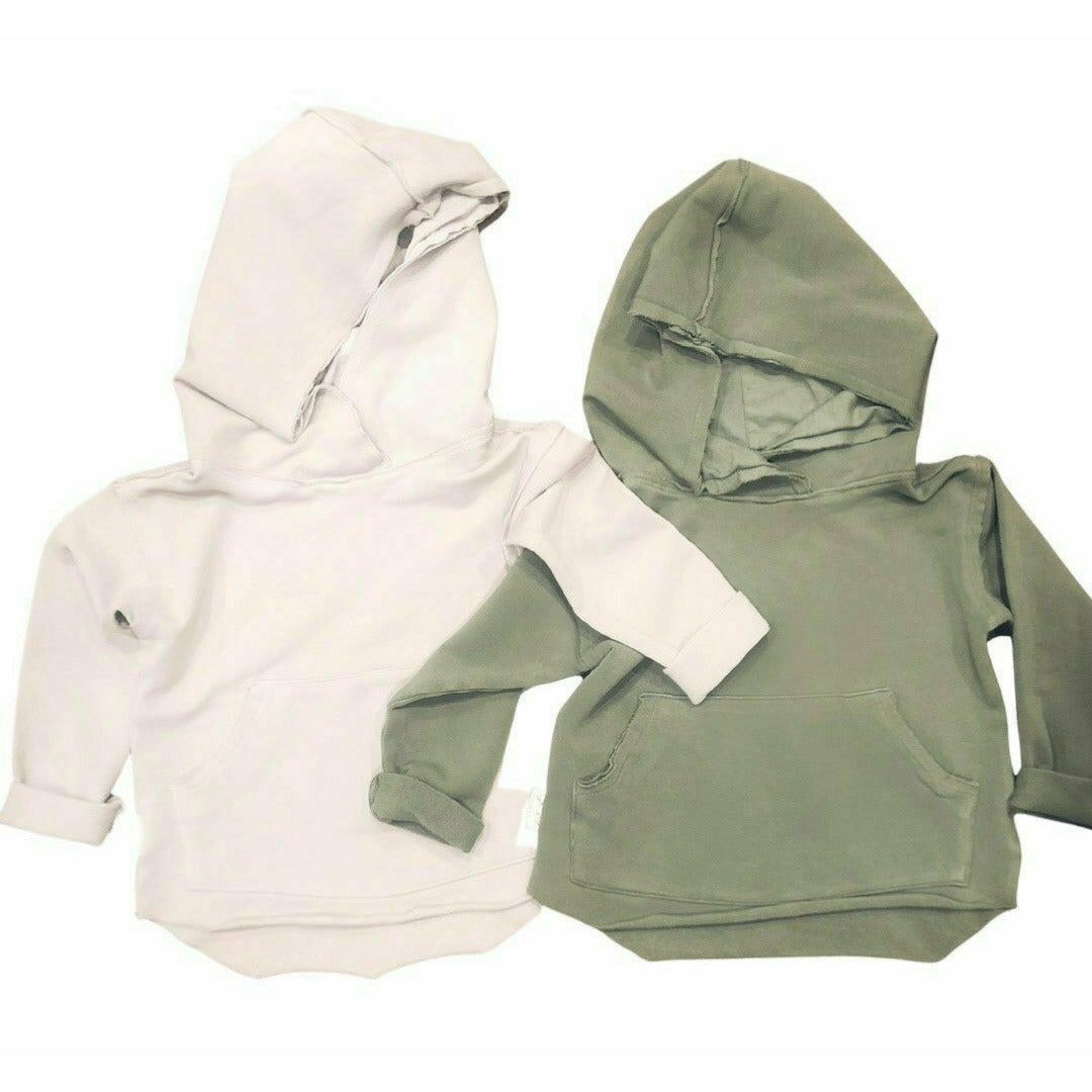 Organic Baby Benji Hoodie by Be Mi Los Angeles in stone color, soft cotton hoodie with a cozy fit for little ones.