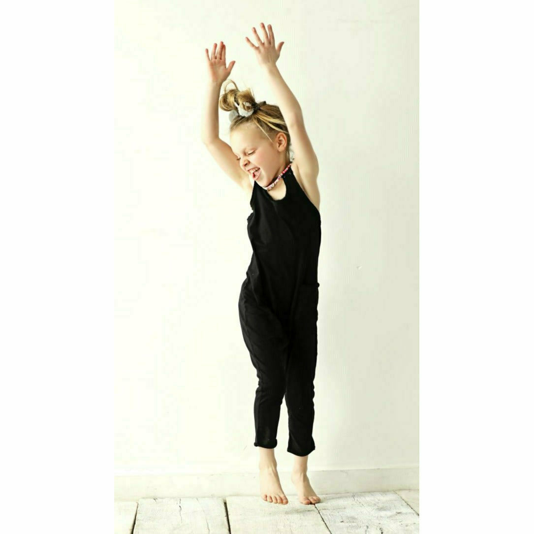 Black romper from Be Mi Los Angeles featuring a stylish, comfortable design, perfect for casual or semi-formal wear.