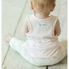 soft cotton baby tank yp[ in pink and organic cream pants on baby girl