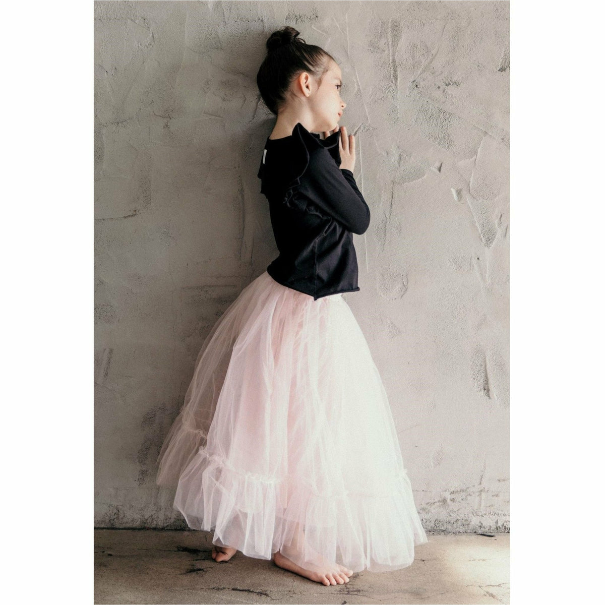 Pink Ballerina Skirt by Be Mi Los Angeles, flowing skirt with soft fabric and elegant design, shown in a close-up view.