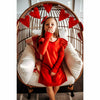 Organic Valentina Dress Long Sleeves Red - Be Mi Los Angeles