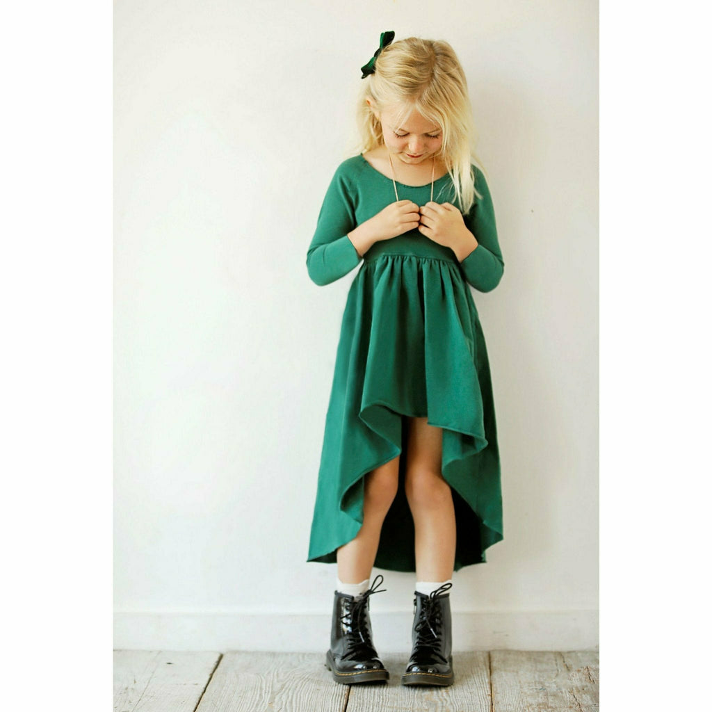 Organic Giselle Dress Long Sleeve Green - Be Mi Los Angeles