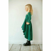 Organic Giselle Dress by Be Mi Los Angeles, long sleeve dress with a flowing, elegant design, shown in a natural fabric.