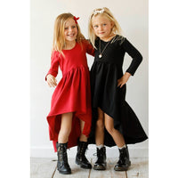 Black organic Giselle dress with long sleeves by Be Mi Los Angeles, featuring a stylish, comfortable design for casual or formal wear.