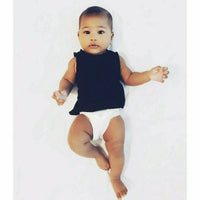 Black Asher Baby Tank Top by Be Mi Los Angeles, soft cotton sleeveless shirt for infants with a simple, comfortable design.