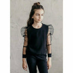 Organic Jolie Top Mesh Sleeves Black - Be Mi Los Angeles