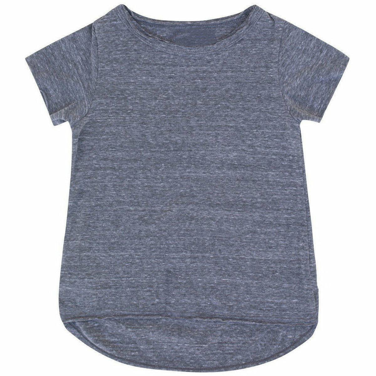 Heather grey Be Mi Los Angeles Asher Tee displayed flat with crew neck and short sleeves, showcasing soft cotton fabric.