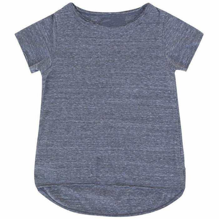 Heather grey Be Mi Los Angeles Asher Tee displayed flat with crew neck and short sleeves, showcasing soft cotton fabric.