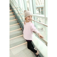 Organic V Raw Edge Top sweatshirt by Be Mi Los Angeles, shown in a close-up of the raw-edged neckline and soft fabric detail.