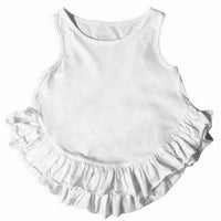 Be Mi Los Angeles Noa Ruffle Tank Top, back view showing ruffled neckline and fitted design on soft fabric.