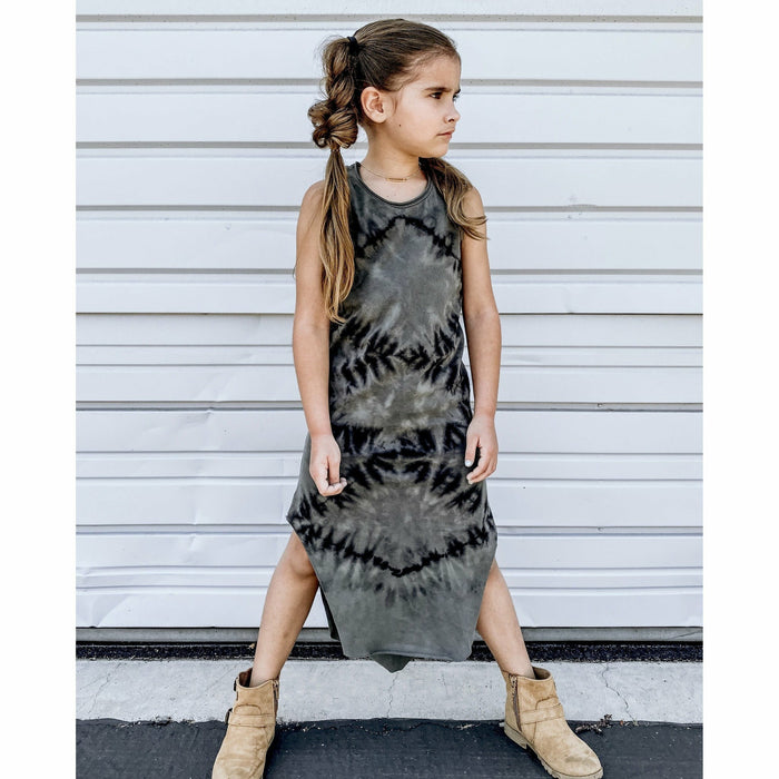 Be Mi Los Angeles Lexi Tank Dress in zebra print, dark color, sleeveless design, lightweight fabric, perfect for casual wear.