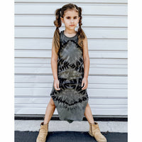 Be Mi Los Angeles Lexi Tank Dress in zebra print, dark color, sleeveless design, perfect for casual or summer wear.