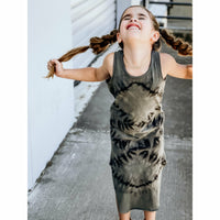 Be Mi Los Angeles Lexi Tank Dress in zebra print, dark color, sleeveless design, lightweight fabric, casual style.