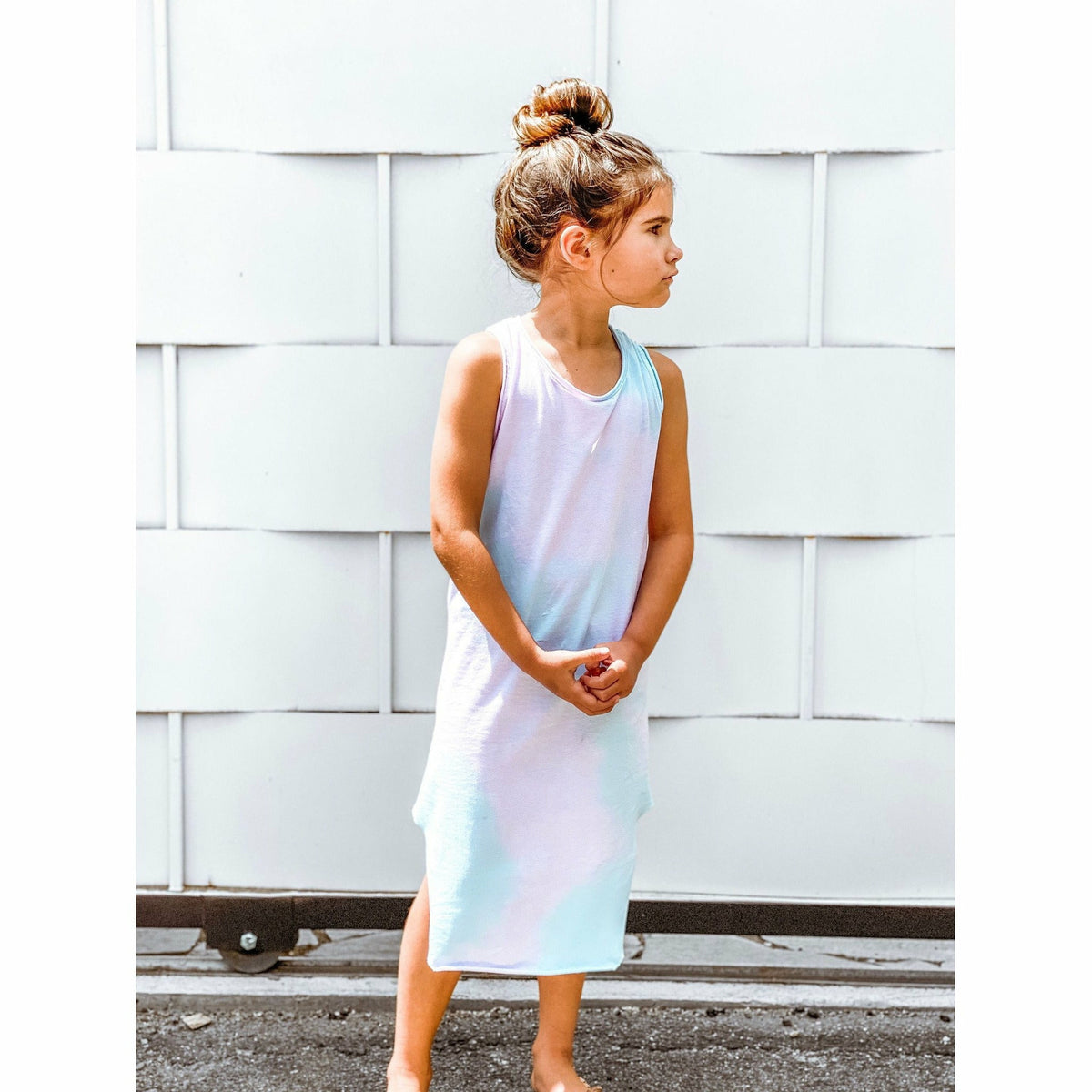 Be Mi Los Angeles Lexi Tank Dress in Cotton Candy with a relaxed fit, sleeveless design, and casual summer style.