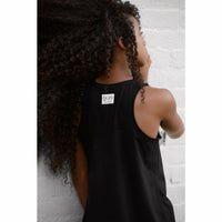 Black Lexi Tank Dress by Be Mi Los Angeles featuring a relaxed fit and sleeveless design, perfect for casual or summer wear.