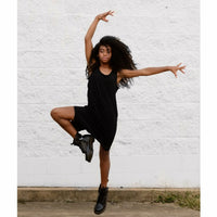 Black Lexi Tank Dress by Be Mi Los Angeles, featuring a sleeveless design and sleek silhouette, perfect for casual or dressy occasions.