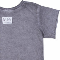 Be Mi Los Angeles Raw Edge Tee displayed flat, showcasing its casual, raw-edge design and soft fabric texture.