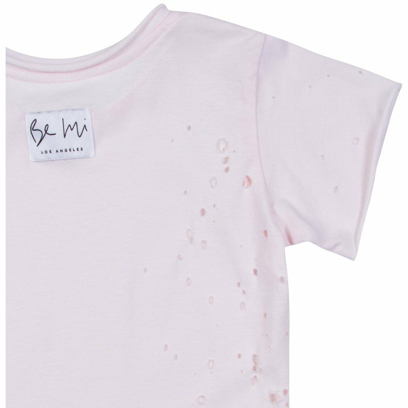 RAW EDGE TEE BURNED OUT HOLES PINK - Be Mi Los Angeles