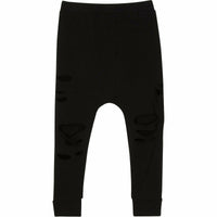 Organic Malibu Joggers by Be Mi Los Angeles in distressed black, featuring a relaxed fit and casual style.