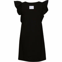 Black Valentina Ruffle Dress by Be Mi Los Angeles, featuring ruffled details and elegant design, shown on a model.