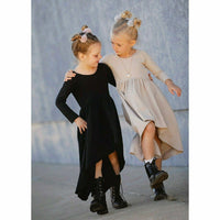 Organic Giselle Dress by Be Mi Los Angeles featuring long sleeves and a tan color, made from eco-friendly fabric.
