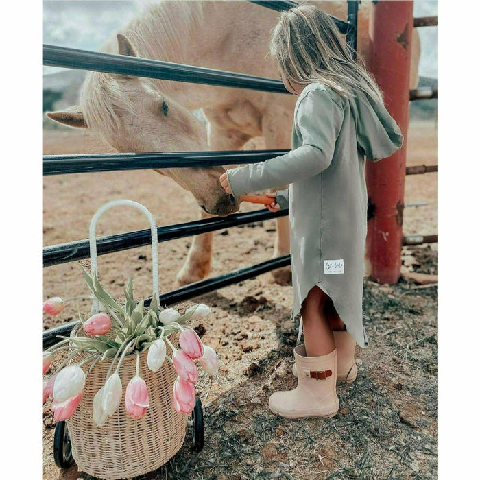 Organic Luna Hoodie Dress by Be Mi Los Angeles, featuring a cozy hooded design, soft fabric, and stylish casual silhouette.