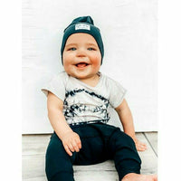 Soft organic baby beanie by Be Mi Los Angeles in pastel color, stretchy and cozy for infants.