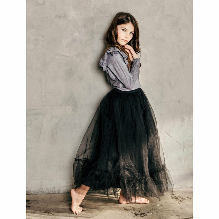 Black Ballerina Skirt by Be Mi Los Angeles featuring soft fabric and a flowing, elegant design.