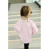 Be Mi Los Angeles organic V raw edge sweatshirt, showcasing its relaxed fit and raw hem design on a neutral background.