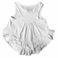 Be Mi Los Angeles Noa Ruffle Tank Top, stylish sleeveless top with ruffle details, shown in white against a neutral background.