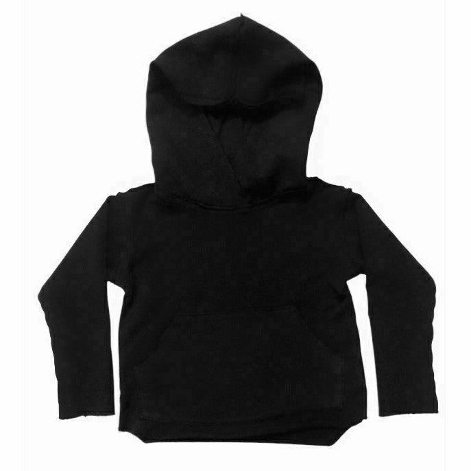 Black organic baby hoodie by Be Mi Los Angeles featuring soft fabric and comfortable fit for little ones.