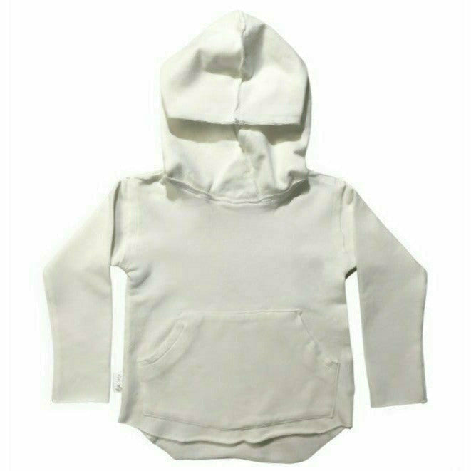 Be Mi Los Angeles organic baby Benji hoodie in cream, soft cotton sweatshirt for infants with cozy, comfortable fit.