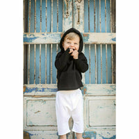 Organic Baby Benji Hoodie by Be Mi Los Angeles in black, featuring a cozy, soft hoodie with a comfortable fit for little ones.