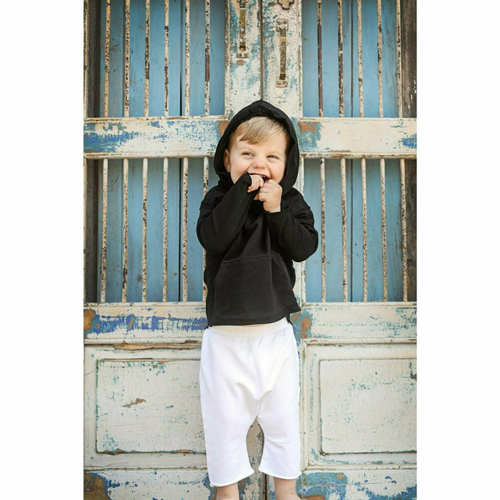 Organic Baby Benji Hoodie by Be Mi Los Angeles in black, featuring a cozy, soft hoodie with a comfortable fit for little ones.