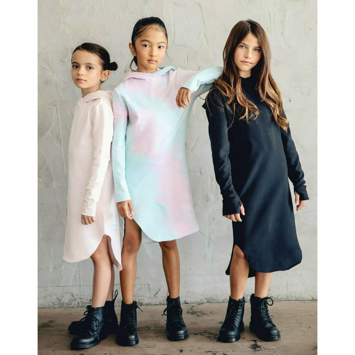Organic Luna hoodie dress by Be Mi Los Angeles, casual eco-friendly dress with hood, comfortable and stylish for everyday wear.