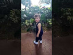 boy wearing romper jumper navy cotton soft