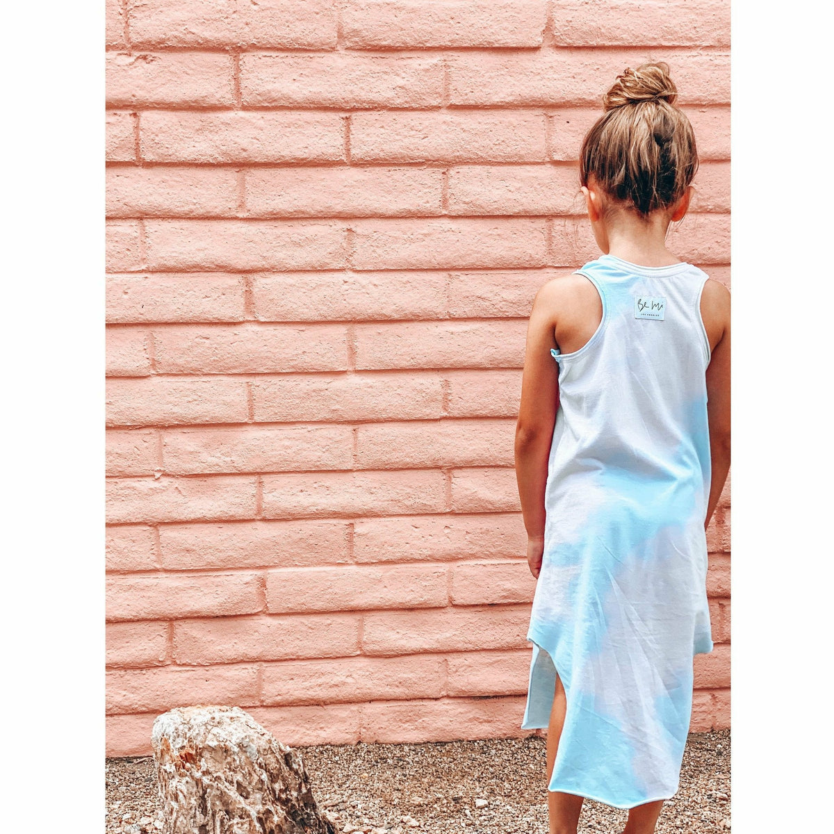 Be Mi Los Angeles Lexi Tank Dress in Cotton Candy fabric, featuring a casual sleeveless design with a relaxed fit.