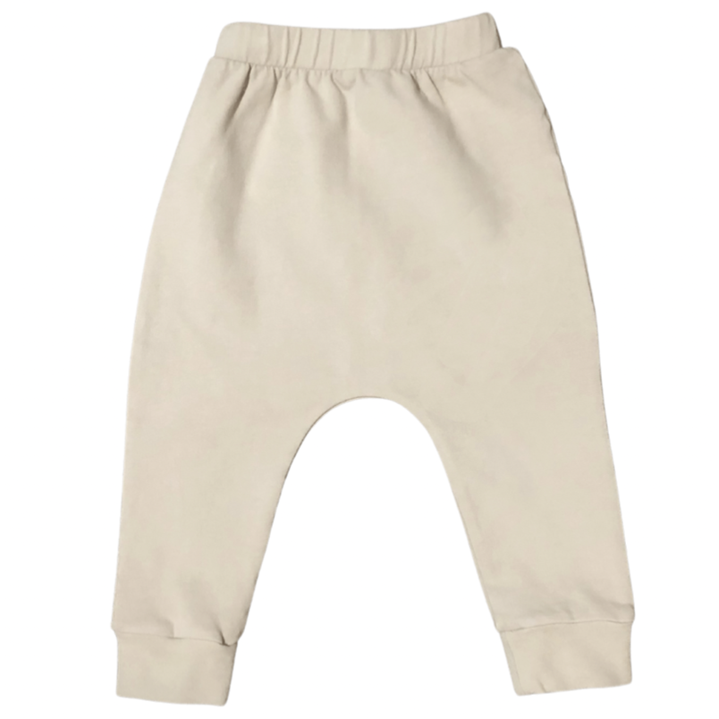 Organic Baby Malibu Pants by Be Mi Los Angeles in stone color, soft and comfortable baby pants with a relaxed fit.