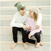 Organic oversized Be Mi Los Angeles beanie in soft, natural fabric, shown in a cozy, relaxed fit style.