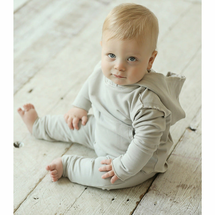 Organic Baby Malibu Pants by Be Mi Los Angeles in stone color, soft cotton baby pants with elastic waistband and relaxed fit.