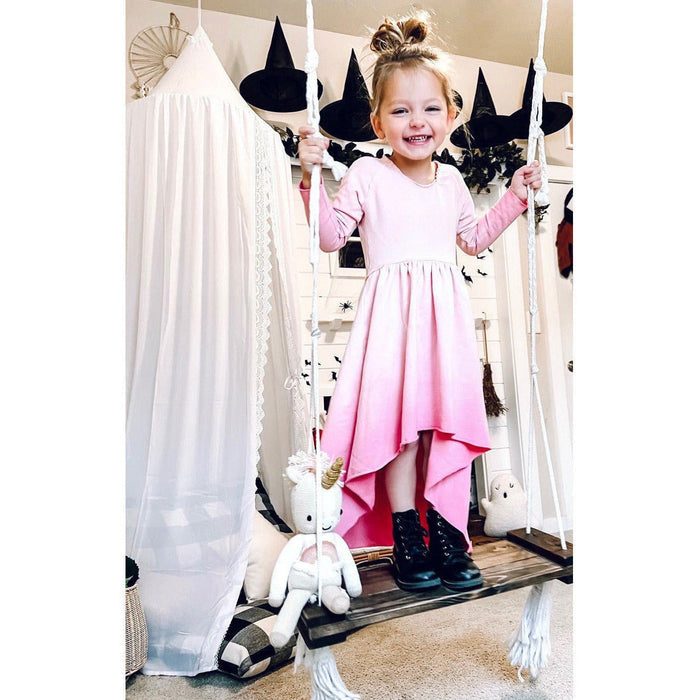 Organic Giselle Dress by Be Mi Los Angeles featuring long sleeves and an elegant ombre design.