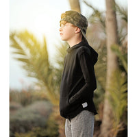 Organic Benji Kids’ Hoodie by Be Mi Los Angeles, black sweatshirt featuring a comfortable, cozy fit for children.
