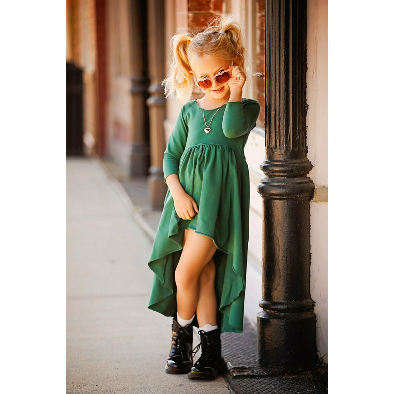 Organic Giselle Dress Long Sleeve Green - Be Mi Los Angeles